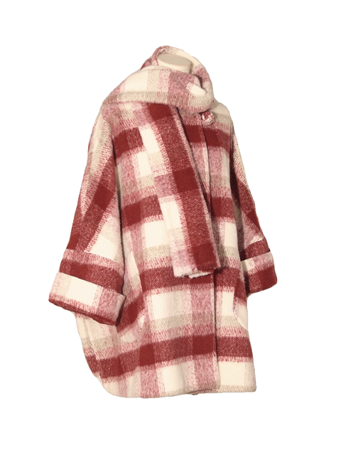 Retro petite short red plaid woolen jacket