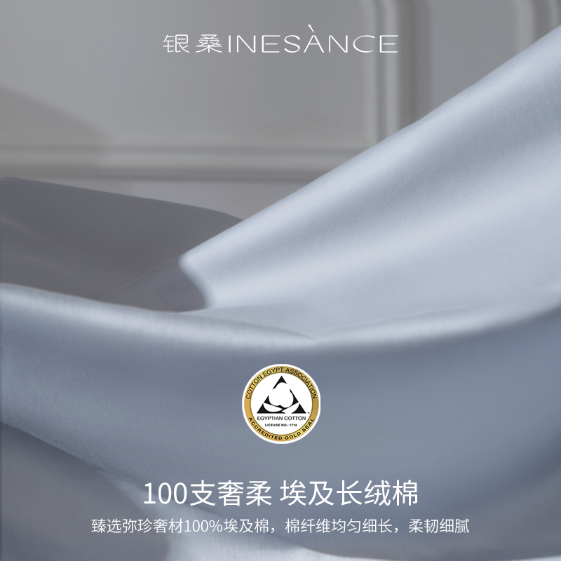 银桑INESANCE100支埃及棉全棉夏凉被子四件套6A级桑蚕丝被空调被