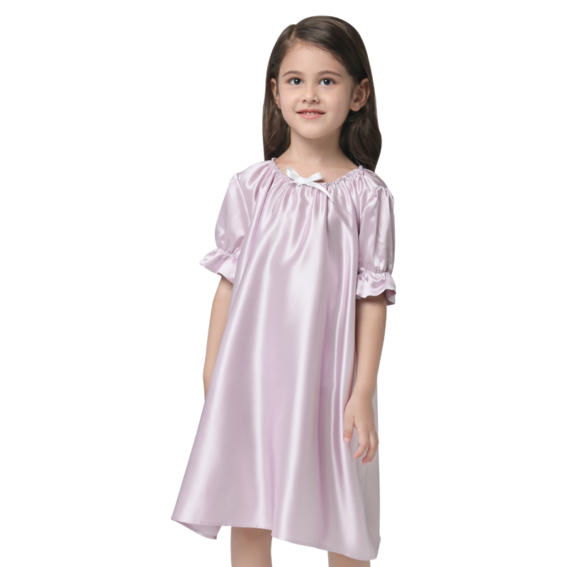 银桑100%桑蚕丝婴儿童睡裙22连衣裙 银桑睡衣/家居服套装