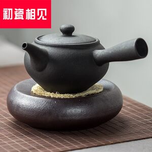 初瓷相见QXL 陶瓷单壶 侧把壶泡茶器 手工大号 粗陶陶瓷小茶壶 茶