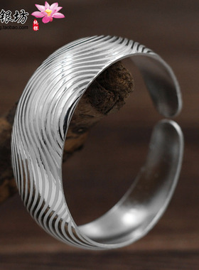 纯银开口足银手工999纯银时尚