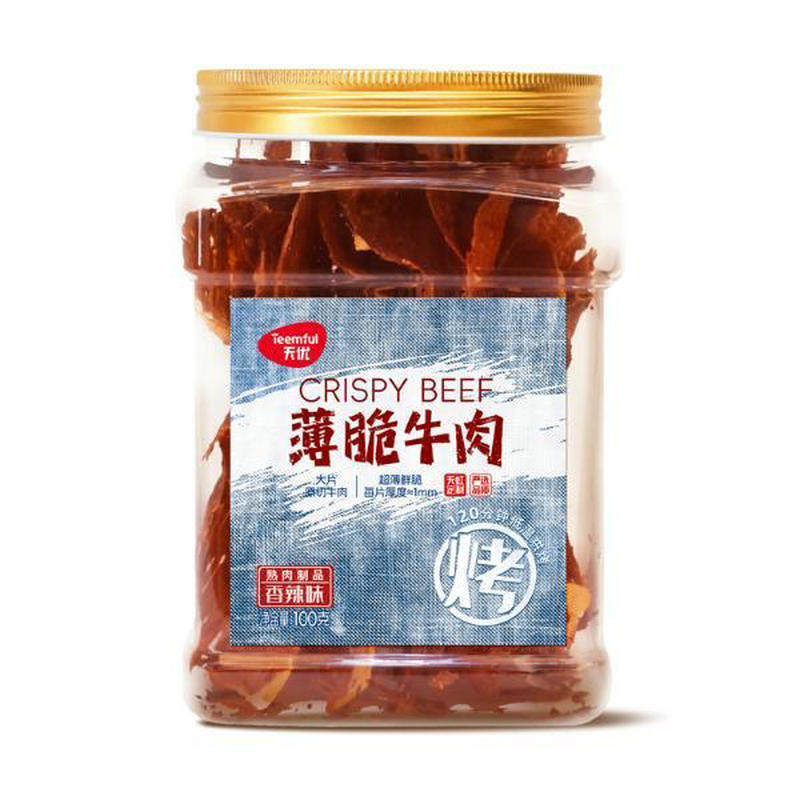 天优薄脆牛肉香辣原味100g大片牛肉脆片露营户外野餐下酒零嘴热卖