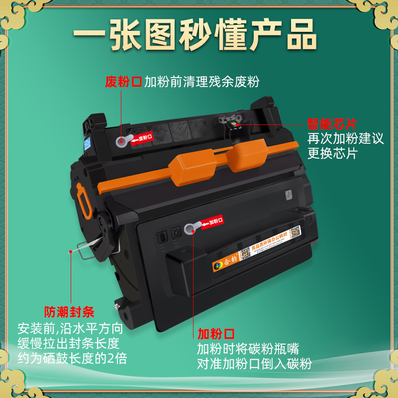 hpm604dn硒鼓HP81A碳粉盒CF281通用惠普LaserJet Enterprise打印机M604N更换墨盒E6B68A墨粉仓67粉盒磨合墨鼓 - 图2