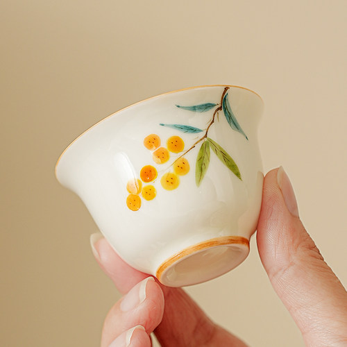 清仓手绘草木灰陶瓷品茗杯家用茶杯喝茶小杯子功夫茶具主人杯专用 - 图2