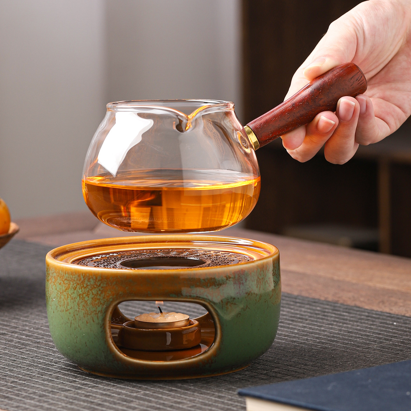 窑变陶瓷温茶炉小火炉中式蜡烛煮茶底座保温暖茶器玻璃壶围炉煮茶,淘宝优惠券,粉丝福利购,淘宝优惠卷