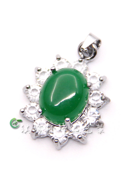 欧式挂坠满钻心形珠宝配饰银镶玉