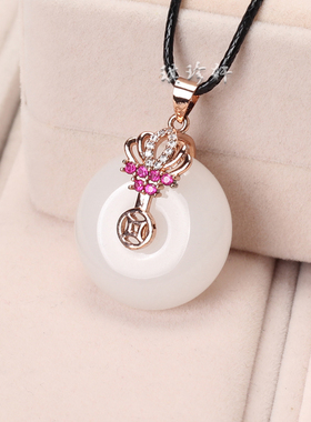 女妈妈金丝玉金镶玉吊坠平安扣