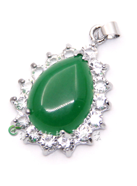 欧式挂坠满钻水滴珠宝配饰银镶玉