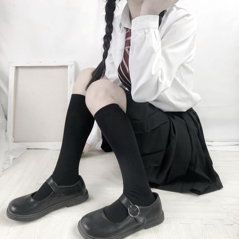 夏季薄款日系制服jk袜子中筒袜瘦腿天鹅绒百搭学院风小腿袜丝袜女 - 图1