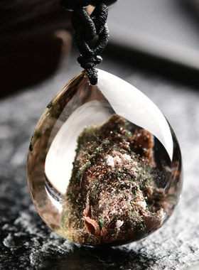 天然绿幽灵滴水吊坠千层山