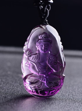 孤品天然紫水晶本命佛项链生肖马