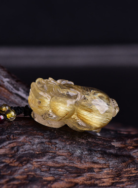 天然财运貔貅发晶饰品礼物吊坠