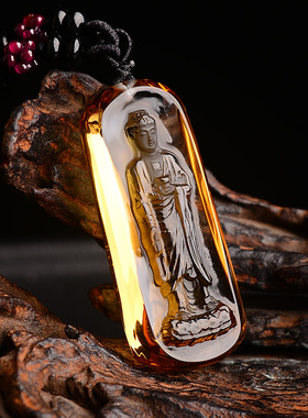 橘黄色属狗守护神阿弥陀佛吊坠