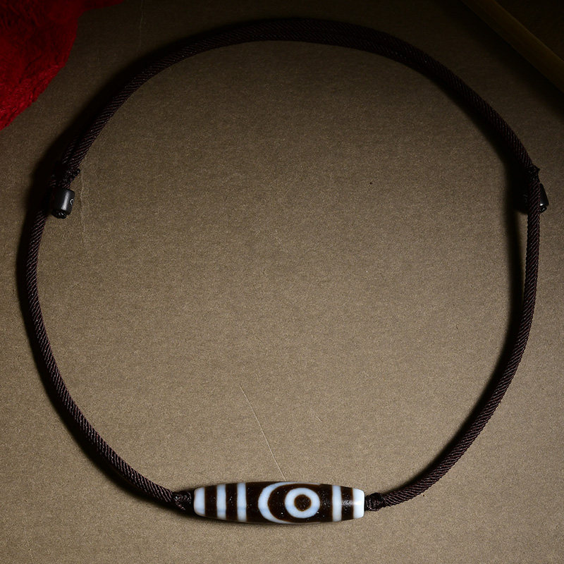 西藏传世真品老天珠两眼天珠锁骨链 宫妃项坠/吊坠