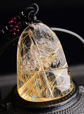 钛晶本命佛吊坠发晶天然水晶虚空藏菩萨属牛虎守护神吊坠生肖项链