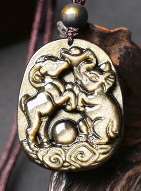 金曜石属马人2026年吉祥物羚象镇宝黑曜石吊坠本命年生肖马护身符