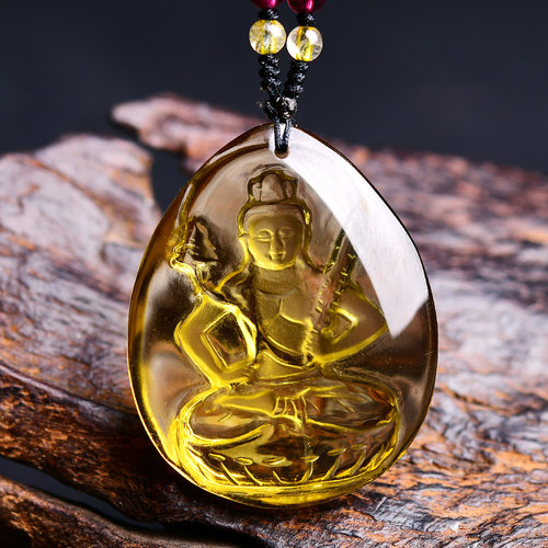 天然黄水晶本命佛生肖牛虎的吊坠虚空藏菩萨男女属牛虎守护神挂件 - 图0