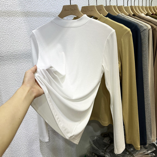 Long-sleeved thin small stand collar half high collar modal cotton