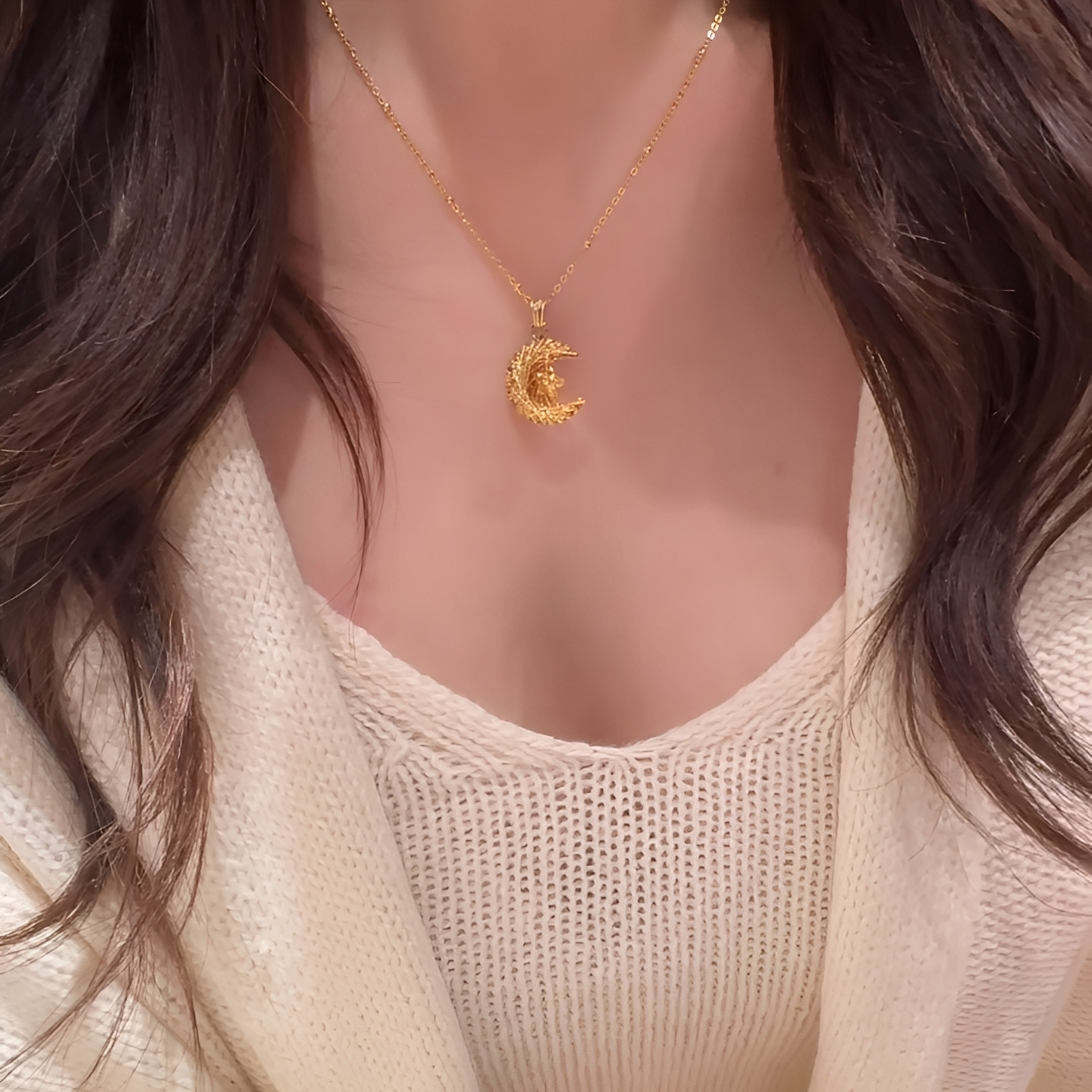 金包银工艺专柜同款星月碎冰冰项链月亮星星锁骨链送女友节日礼物,淘宝优惠券,粉丝福利购,淘宝优惠卷