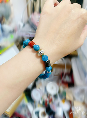 天然蓝磷灰石手链手串，简单百搭