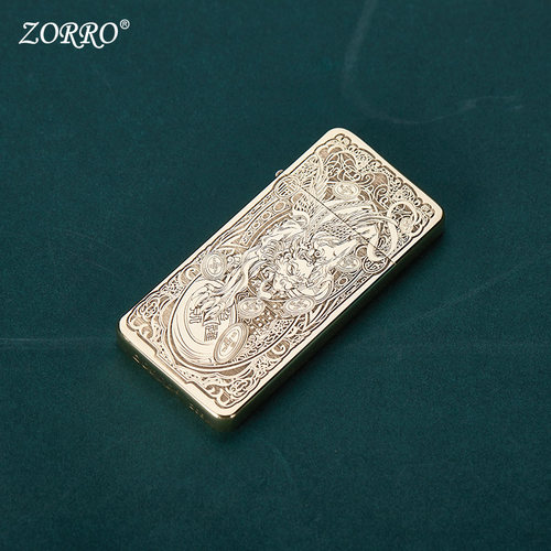 ZORRO佐罗官方旗舰店正品煤油打火机原铜超薄深雕貔貅送男友礼物 - 图3