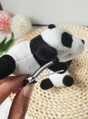 熊猫可爱毛绒发夹胸针女生