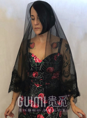 蕾丝万圣节拍照欧美哥特风头