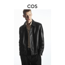 COS mens clothing standard version elastic beam waist leather short jacket black 2023 new product 1131583001