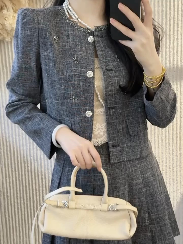 【现货】26春季新款领钻小香风外套百褶裙短裙两件套装女,淘宝优惠券,粉丝福利购,淘宝优惠卷