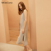 MOCarrie cotton vest ngủ nữ mùa hè mỏng phần thoải mái màu rắn dài tay không tay đồ ngủ nhà - Đêm đầm áo đầm đẹp Đêm đầm