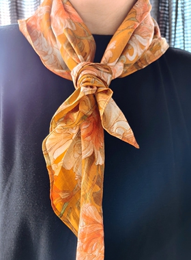 焦糖橘咖花卉亲肤全棉布方巾67cm