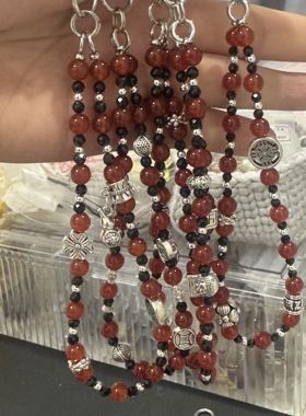 天然红玛瑙手机链女款平安奢华原创设计手碗挂绳天然水晶手机挂绳