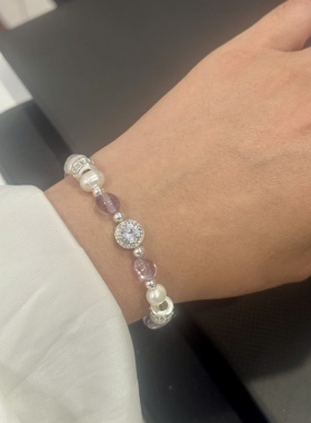 天然水晶紫水晶手串女款简约风格随形紫水晶爆款设计紫水晶手链女