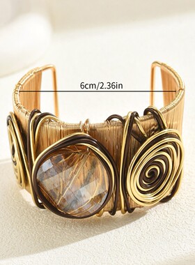 Women's Boho Wire Wrapped Spiral Cuff Bracelet