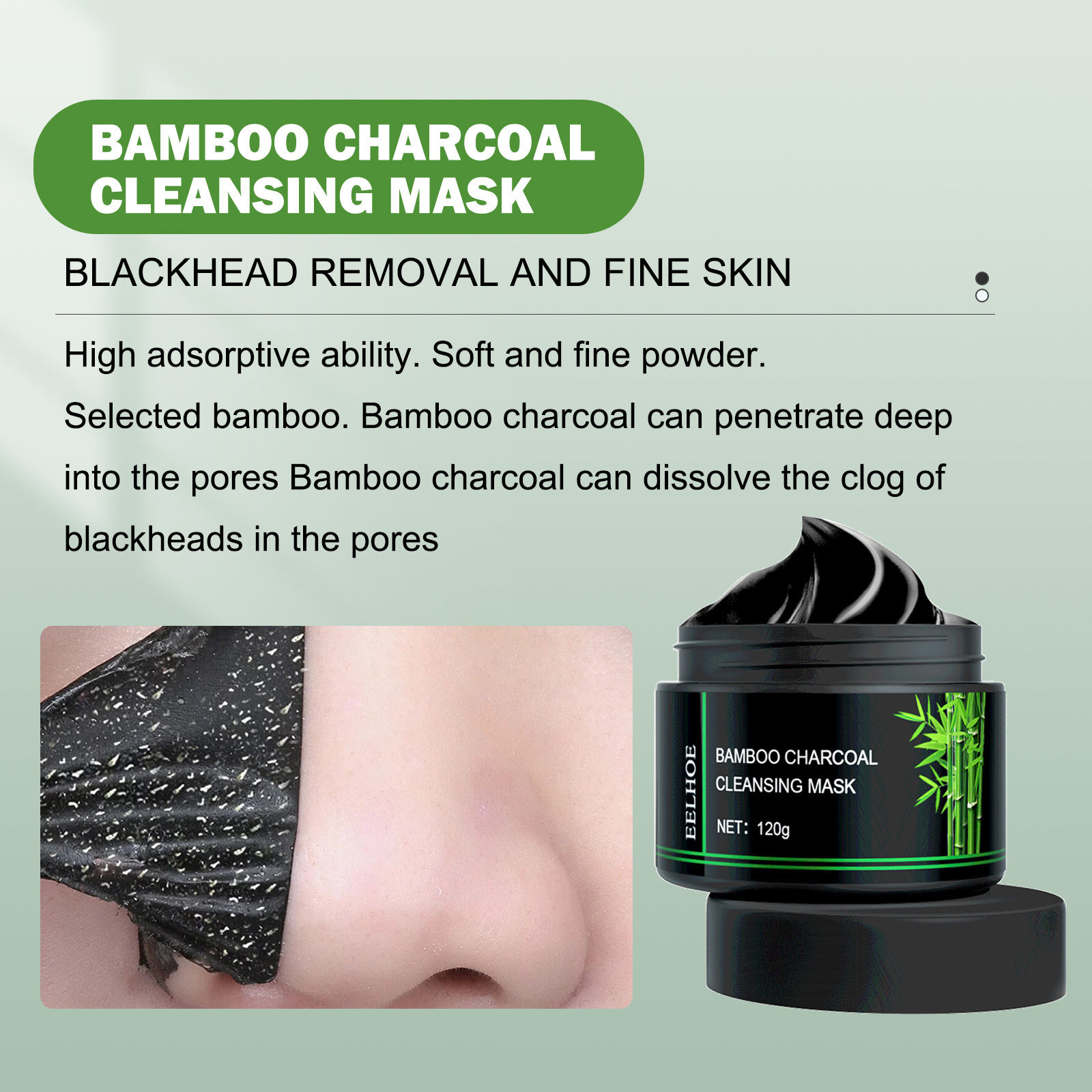 Bamboo Blackhead Removal Mask Charcoal Black Peel Off Face M - 图2