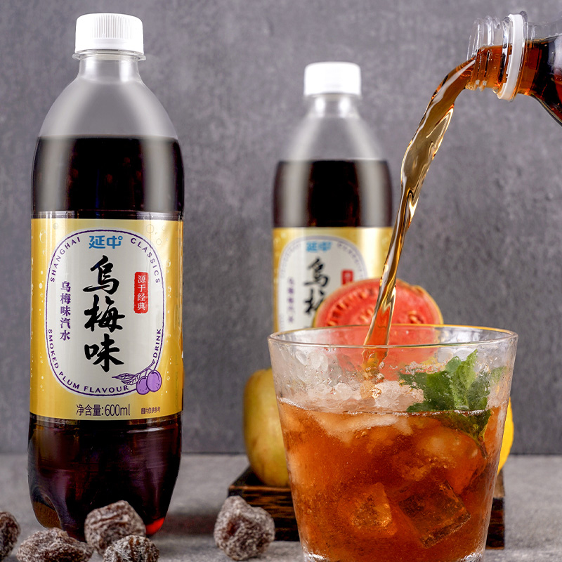 【延中】乌梅味汽水600ml*20瓶/箱夏季碳酸饮料果味汽水饮品-图0