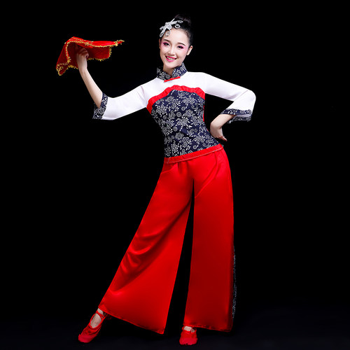 东北大秧歌服新款手绢舞蹈服装广场舞采茶女演出服套装二人转表演 - 图2