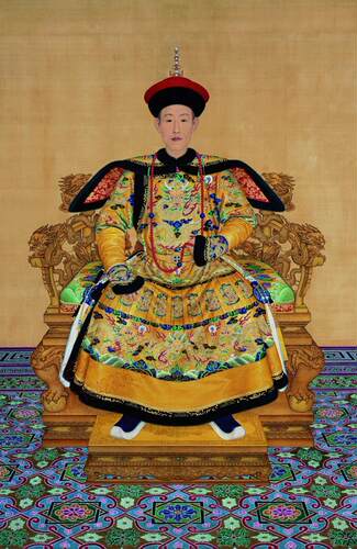 H7S清高宗乾隆弘历朝服龙袍坐像立轴年老高清电子版图片素材 - 图0