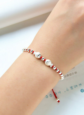 999纯银钱币转运珠转运招财脚链