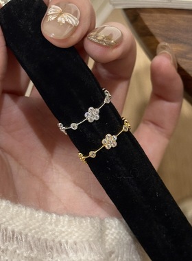 五花排戒S925纯银甜美花朵戒指双面佩戴轻奢时尚轻奢精致百搭