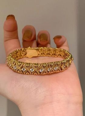 腰缠万贯秋冬百搭中古重工手链色法式复古轻奢宫廷风手镯