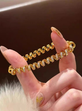 2025新款s925纯银满钻轻奢电话线缠绕手链时尚 ins 欧美高级质感