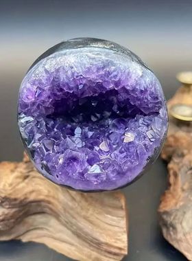 天然紫晶簇开口笑紫晶洞聚宝盆家居办公紫水晶摆件 塔罗 增强场域