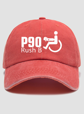 CSGO反恐精英周边RUSH B P90游戏帽子棒球帽做旧男女鸭舌帽遮阳帽