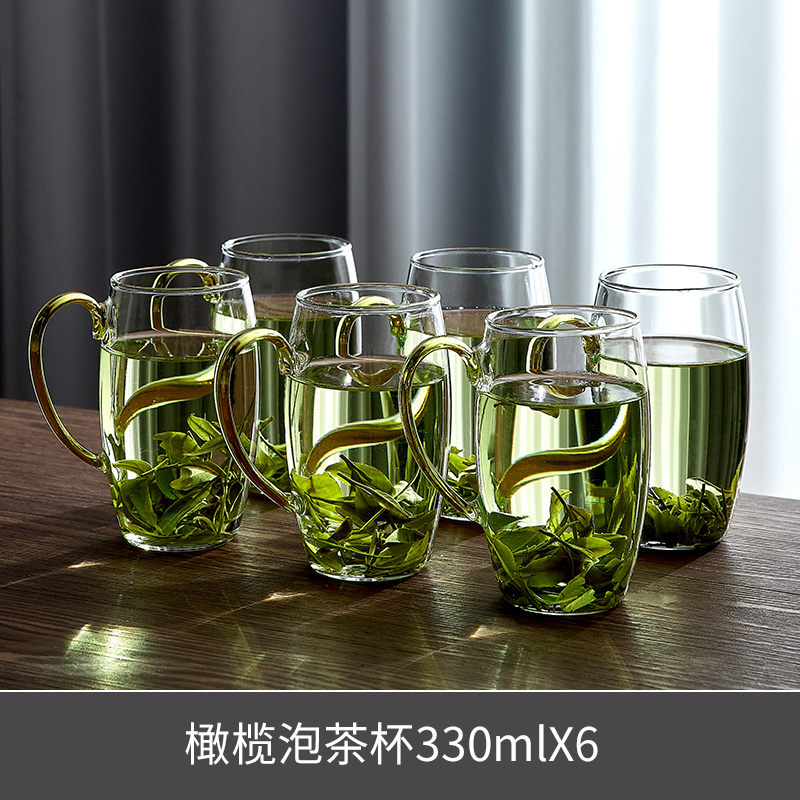 玻璃杯茶杯家用绿茶杯办公室水杯套装女士专用泡茶杯子耐热品茶杯 - 图1