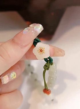 抖音同款玉石圆珠小桃花编织手链女小众设计学生闺蜜礼物手串