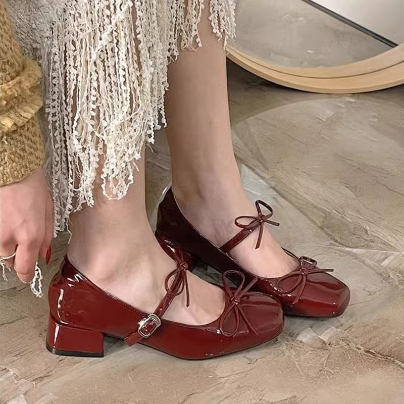 大码女鞋41到43宽胖脚鞋子春季2025新款玛丽珍小皮鞋女高跟鞋单鞋 - 图2