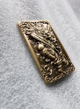 钟馗黄铜浮雕双面刻字思沛新中式国学传统道家文创礼品送礼佳品