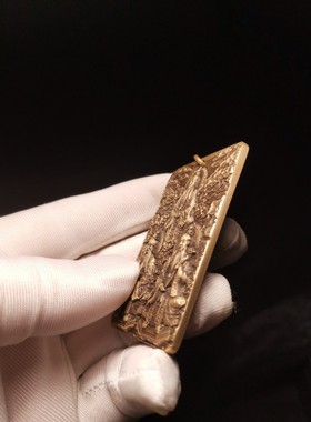 思沛铜浮雕老款炫酷吊坠方牌三清道祖太清上清玉清高级复古风令牌