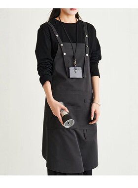 黑色背带围裙女款多口袋可调节防